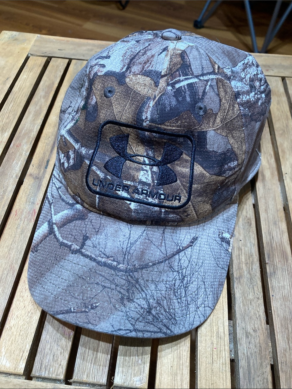 Under Armor Camo Ball Cap Brown Hunting Fishing Sz M/L
